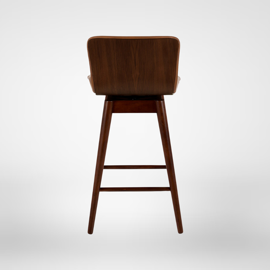 Robert - Leather Swivel Counter Stool - Walnut and Toscana Tan