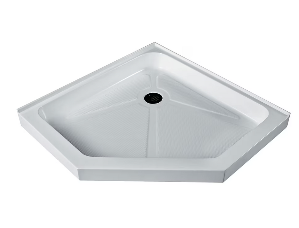 Base de douche néo-angle à profil bas - 47" x 47" court - Blanc