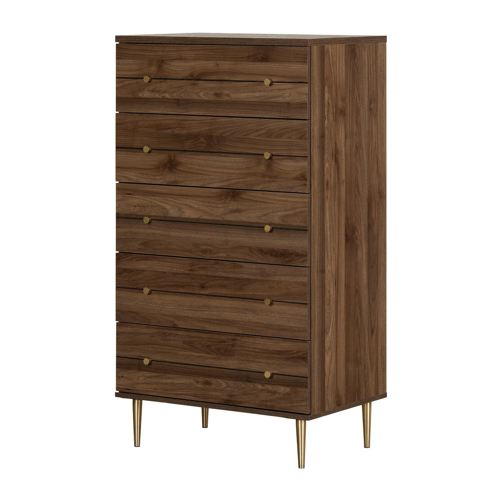 Maliza - Commode 5 tiroirs - Noyer naturel