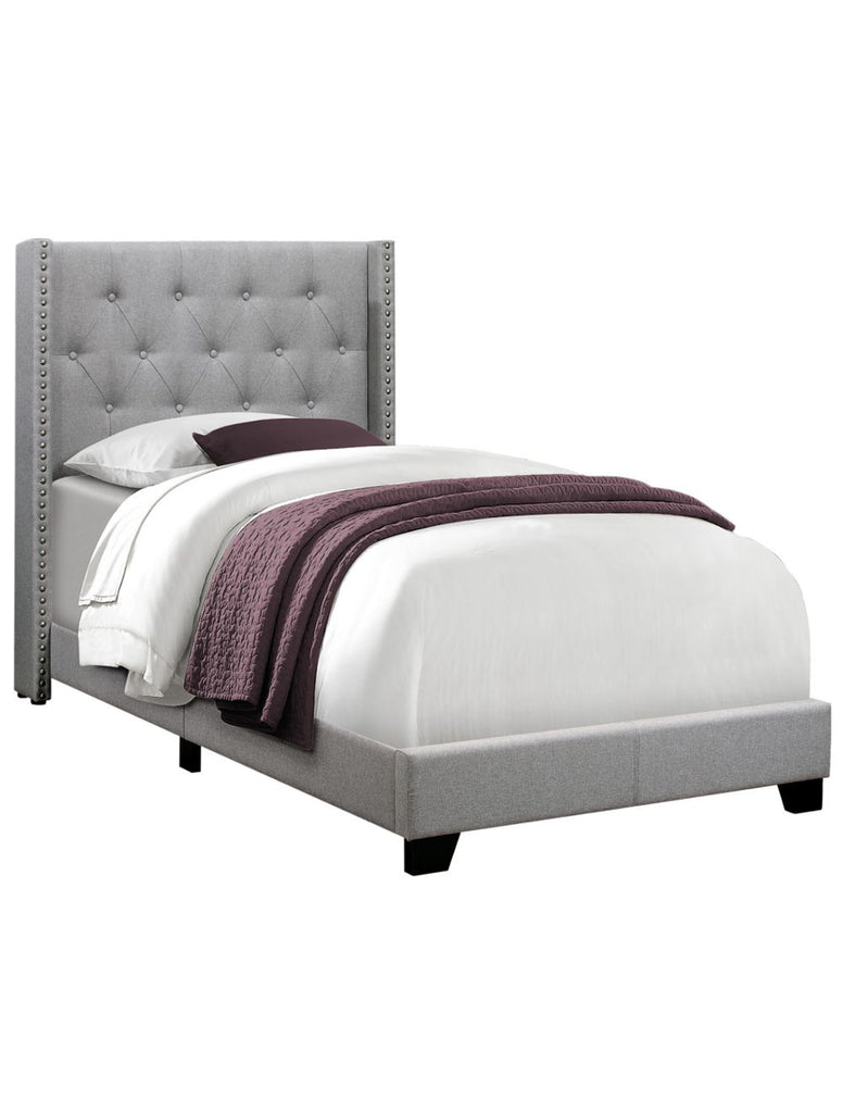 Twin Grey Upholstered Bed