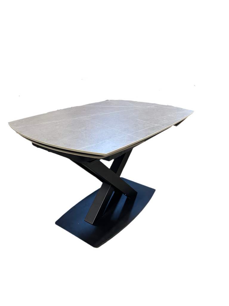 TANYA - Table à manger extensible avec plateau en porcelaine 72" - Gris