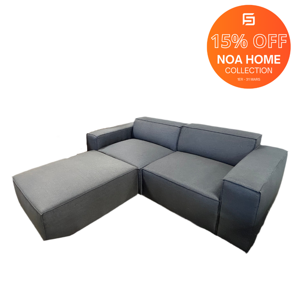 PACIFIC 2-Piece Modular Sofa Charcoal with Ottoman