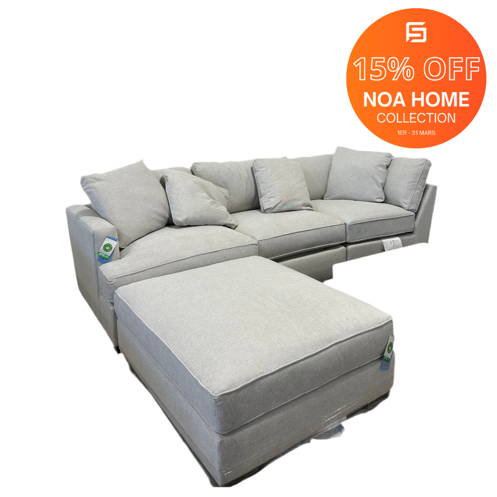 PORTER - 3-Piece & Ottoman Modular Sectional Grey