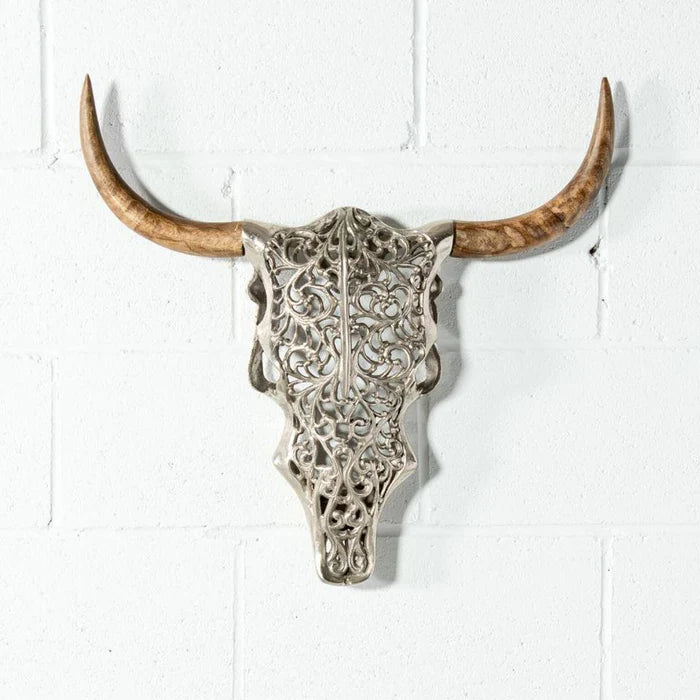Bull's Head Metal Sculpture