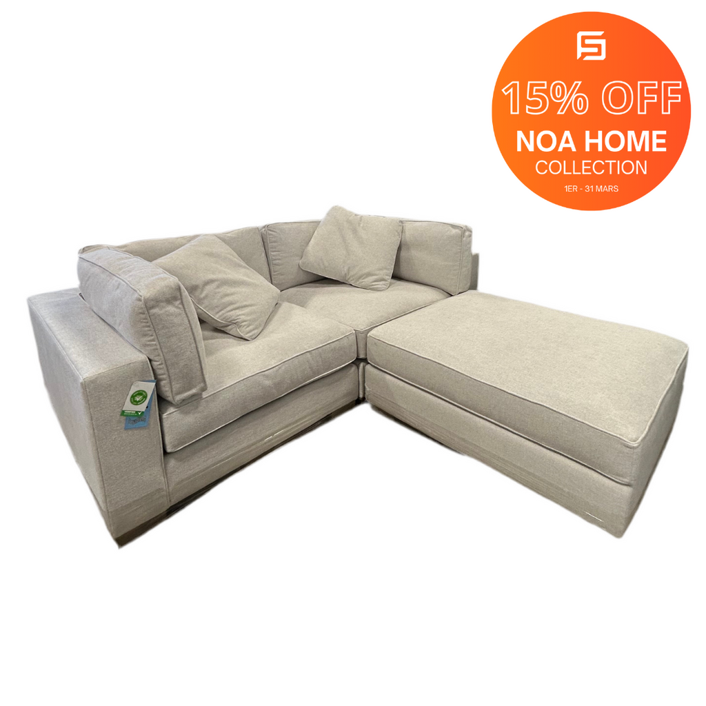 COASTAL 2-Piece Modular Sofa + Ottoman (Cream)