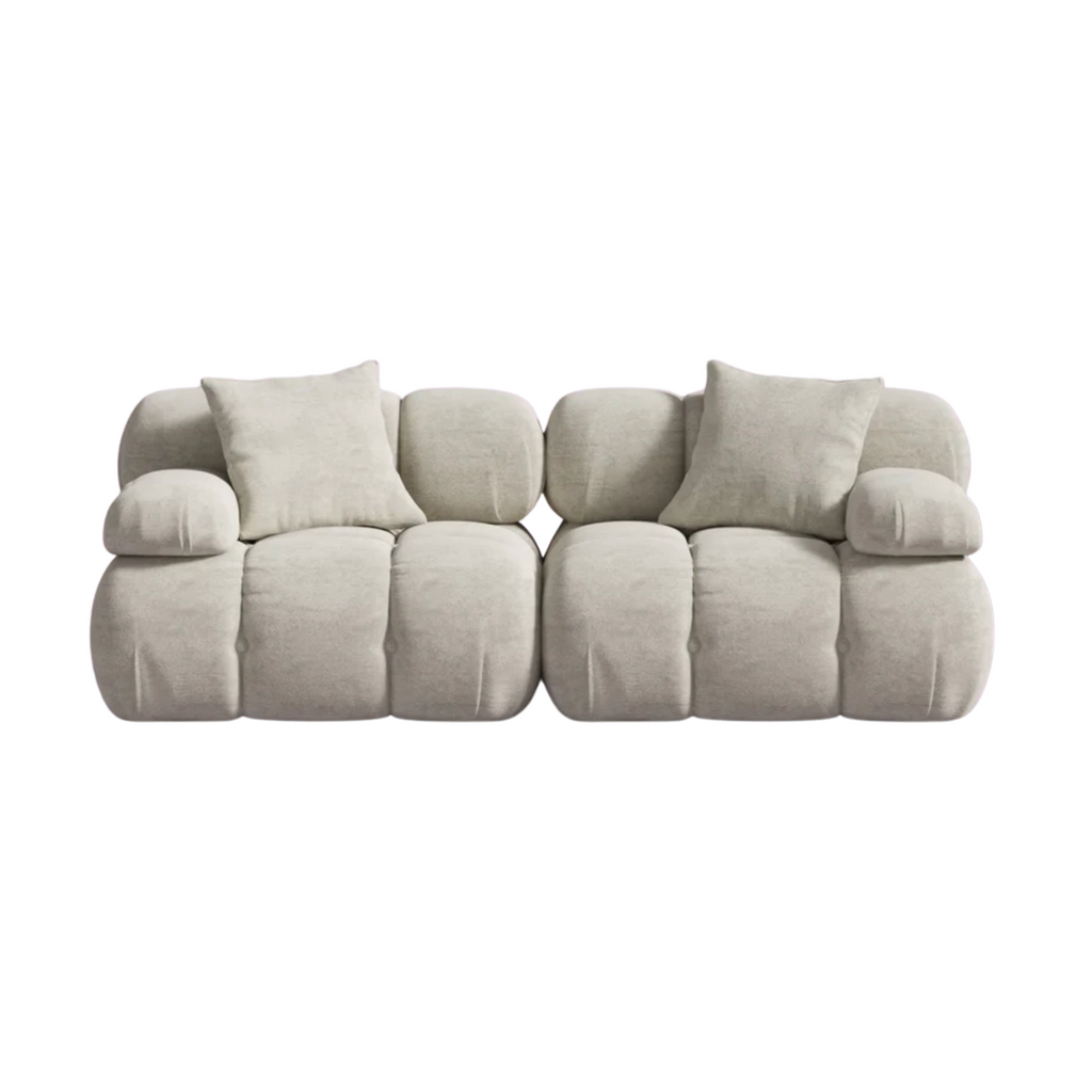 Gorgina - Loveseat with ottoman - Helium Cloud
