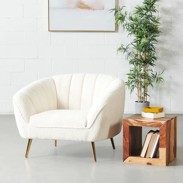 AUDREY - Chaise en tissu crème