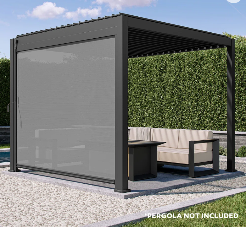 Mirador - 10' Pergola Accessories Aluminum Pull Down Privacy Screen - Black