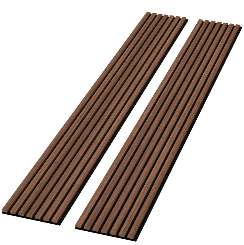 Acoustic Wood Wall Panelling, Decorative Sound Proof Slat Panels (Set of 2)
