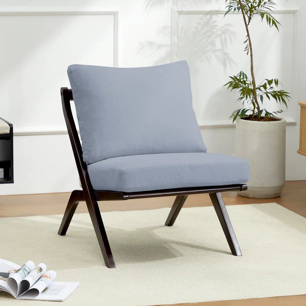 25.4" Wide Solid Wood Frame Upholstered Mid Century Modern Accent Chair