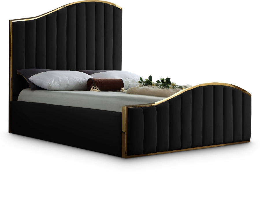 King Black Velvet Bed