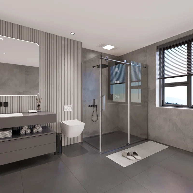 Cabine de douche rectangulaire sans cadre - 59" L x 31.25" P x 75" H
