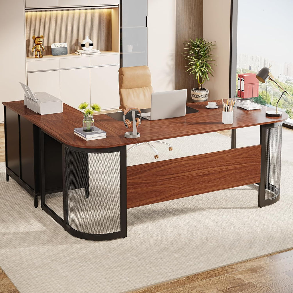 Large L-Shaped Desk - 63" Executive Desk *side cabinet not included*