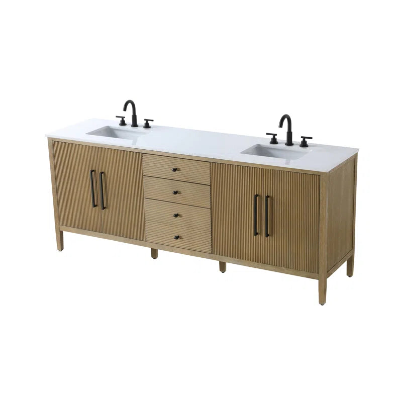 Honey - Meuble-Lavabo Double pour Salle de Bain - 84"