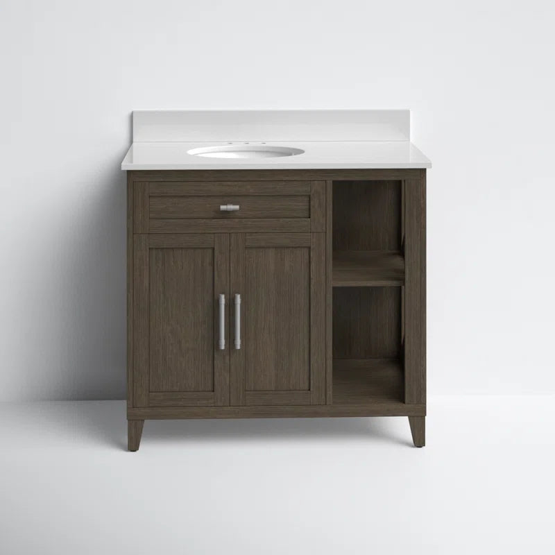 37'' Single Bathroom Vanity with Vitreous China Top