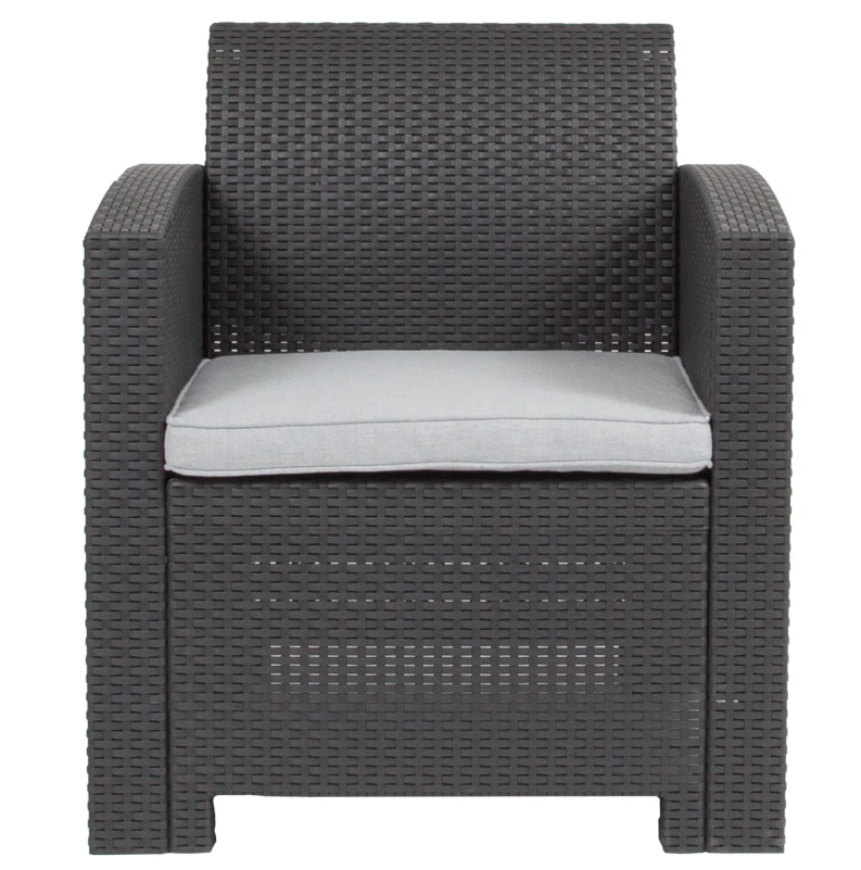 Alderman Faux Rattan Chair with All-Weather Cushion