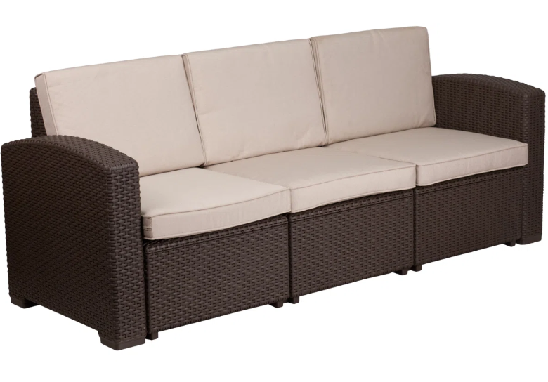 Alderman - Faux Rattan Sofa with All-Weather Cushions