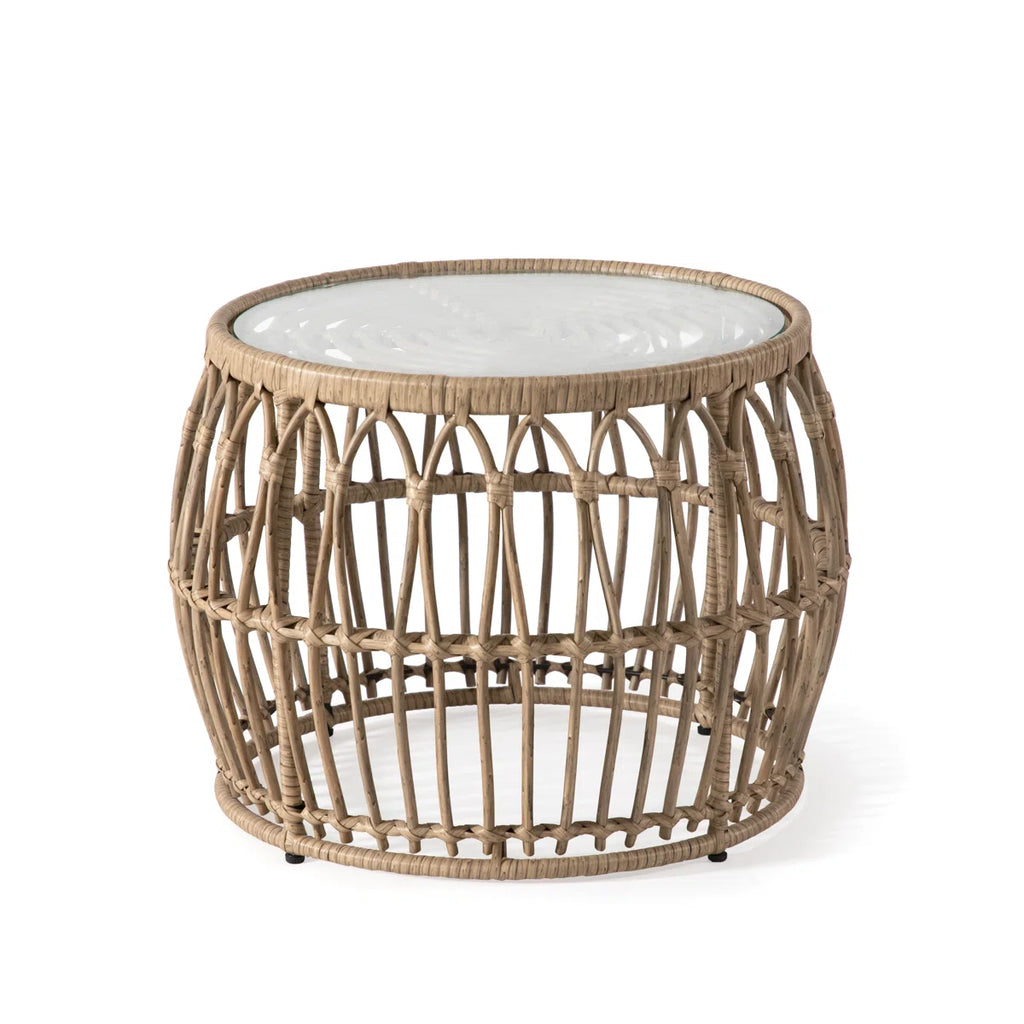 Amaliya Round Tempered Glass Outdoor Coffee Table
