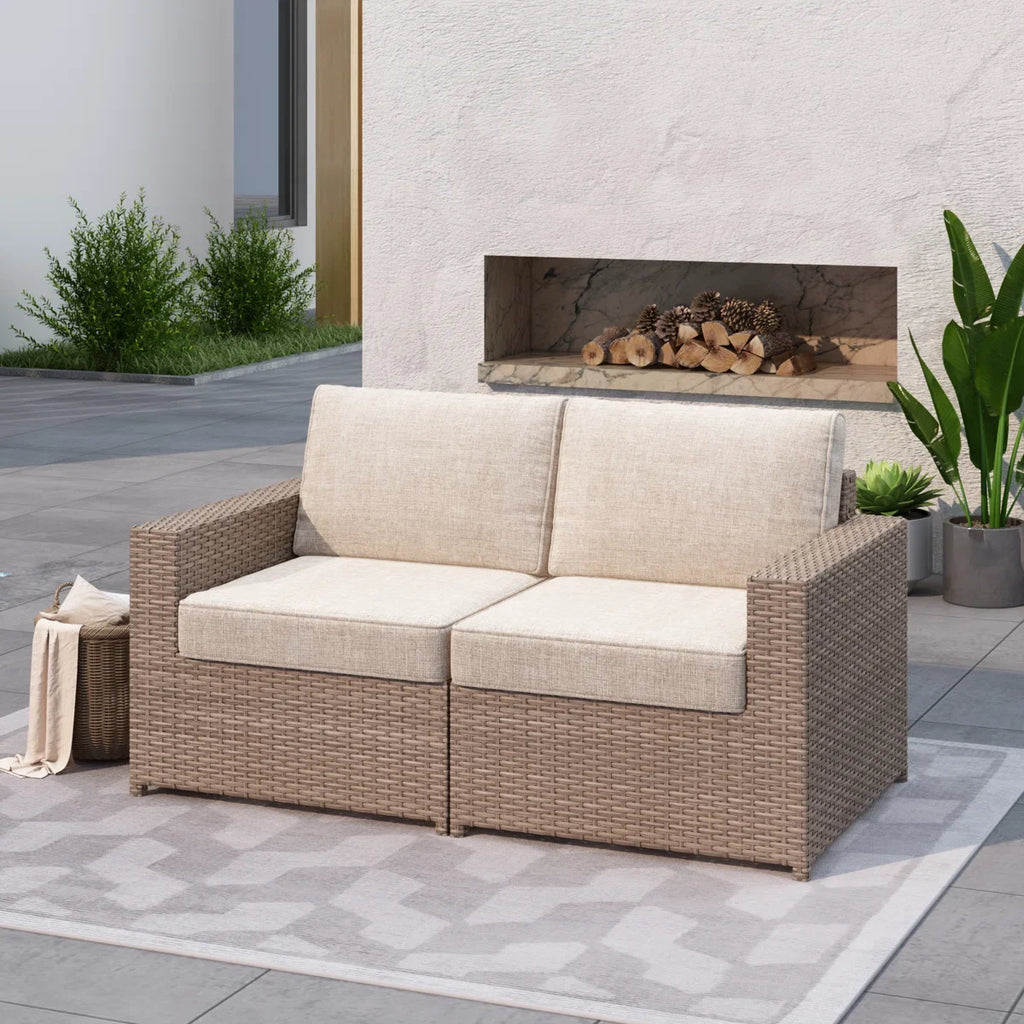 Amberson - Outdoor Wicker Patio Sofa Loveseat with Cushions