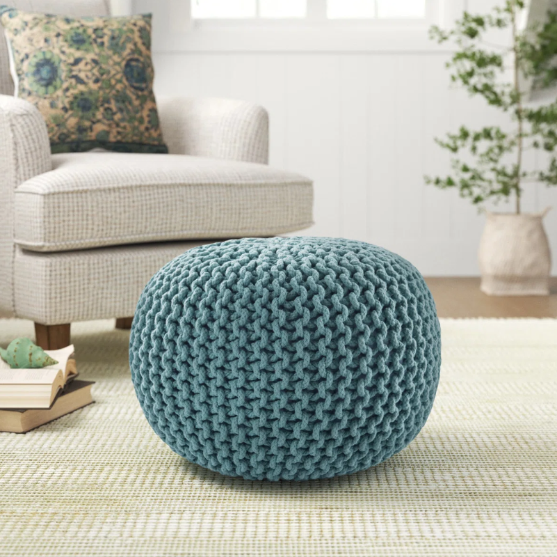 Anely - 20" Wide Round Pouf Ottoman