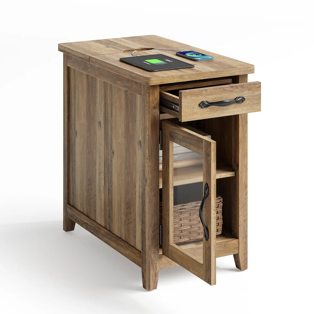 Aneshia End Table with Storage and Charging Station