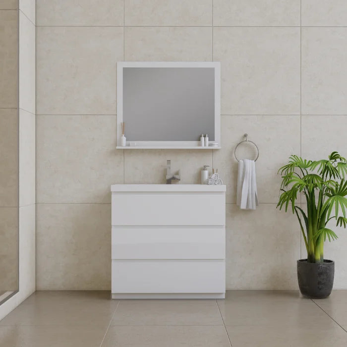 36'' Free-standing Single Bathroom Vanity with Plastic Vanity Top