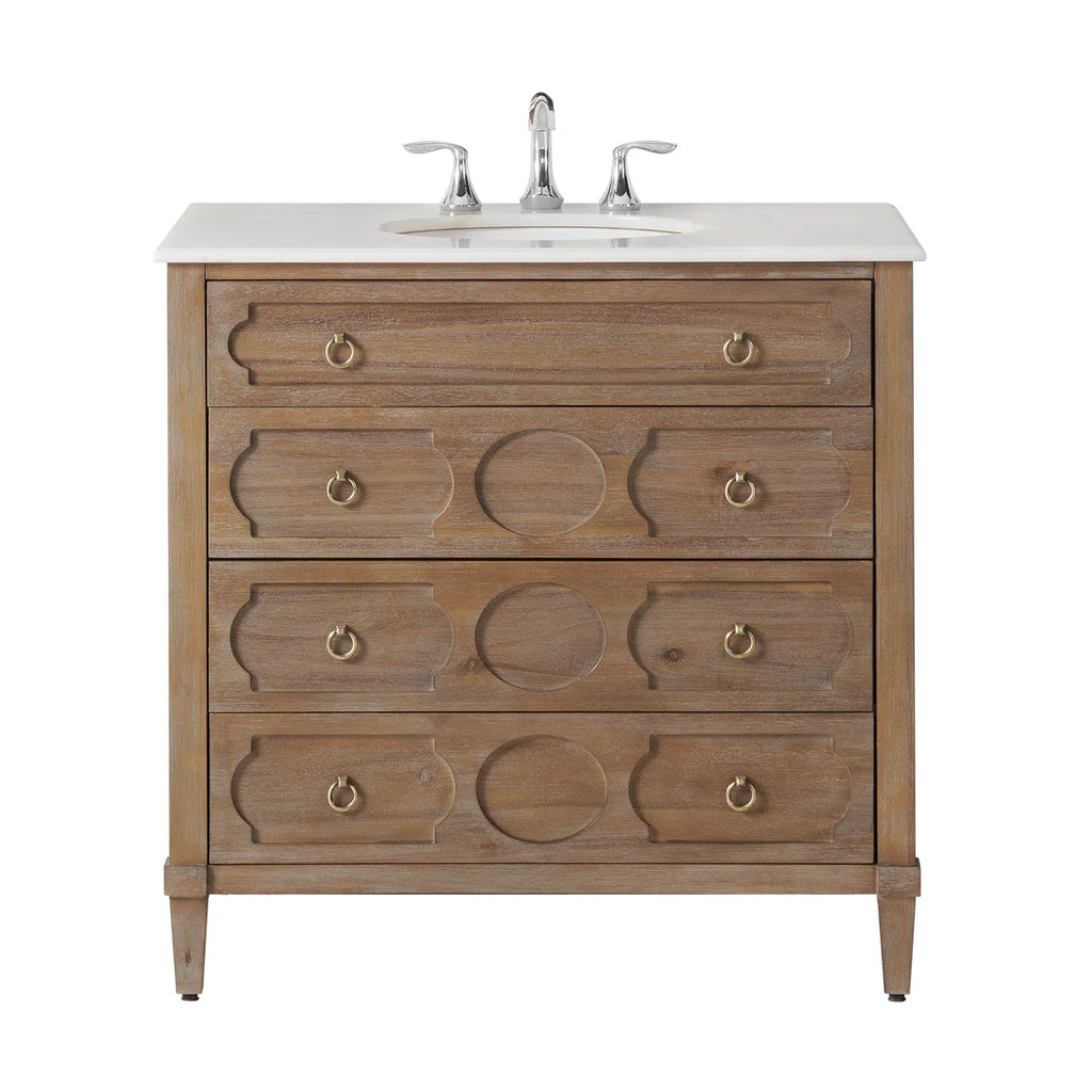 Asellus - Meuble-lavabo avec plan en marbre blanc