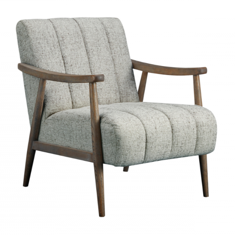 Solid Oak Accent Chair – Pebbled Beige