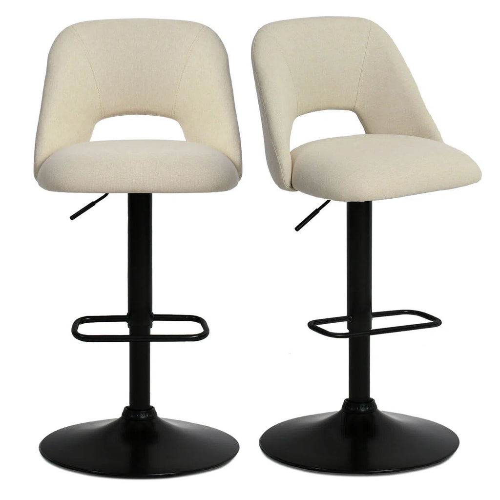 Bridgette 24"-32" Swivel 360° Upholstered Footrests Adjustable Height Bar Stool (Set of 2)