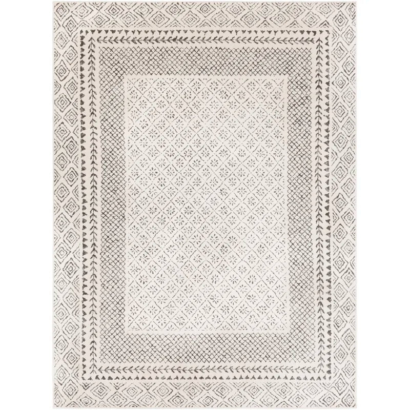 9'3 x 12'3 Light Beige/Charcoal Area Rug