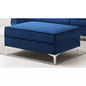 Blue Sofa with Reversible Chaise Longue with Footstool