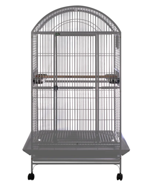 CENO - Cage à oiseaux sur pied avec sommet en dôme en fer de 77" avec roulettes