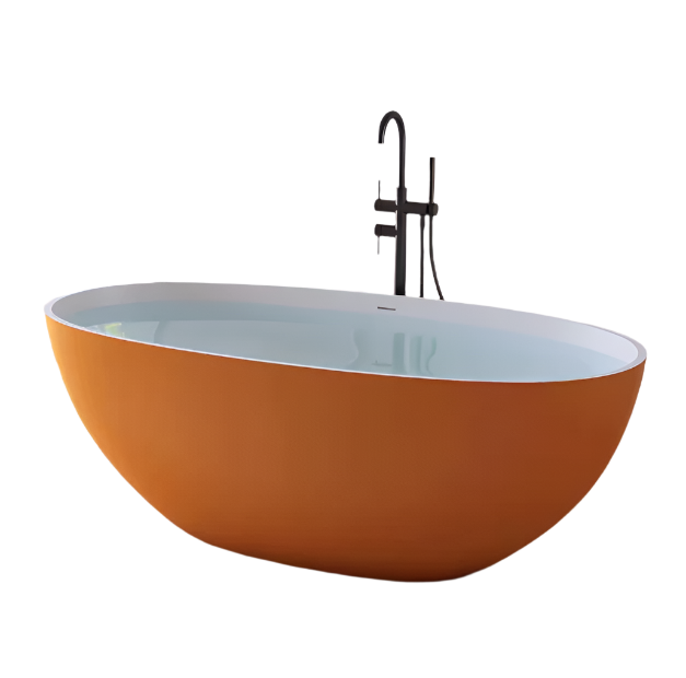 61'' Stone Resin Solid Freestanding Soaking Bathtub