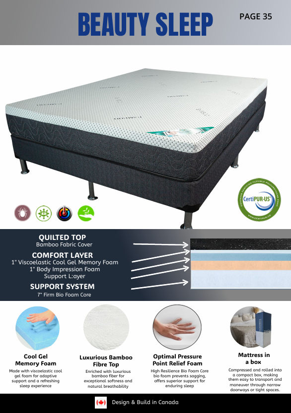 Beauty sleep-10’’ gel memory foam mattress-queen(rolled)