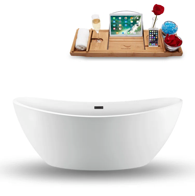 DANIKA - 75" Streamline Freestanding Acrylic Bathtub