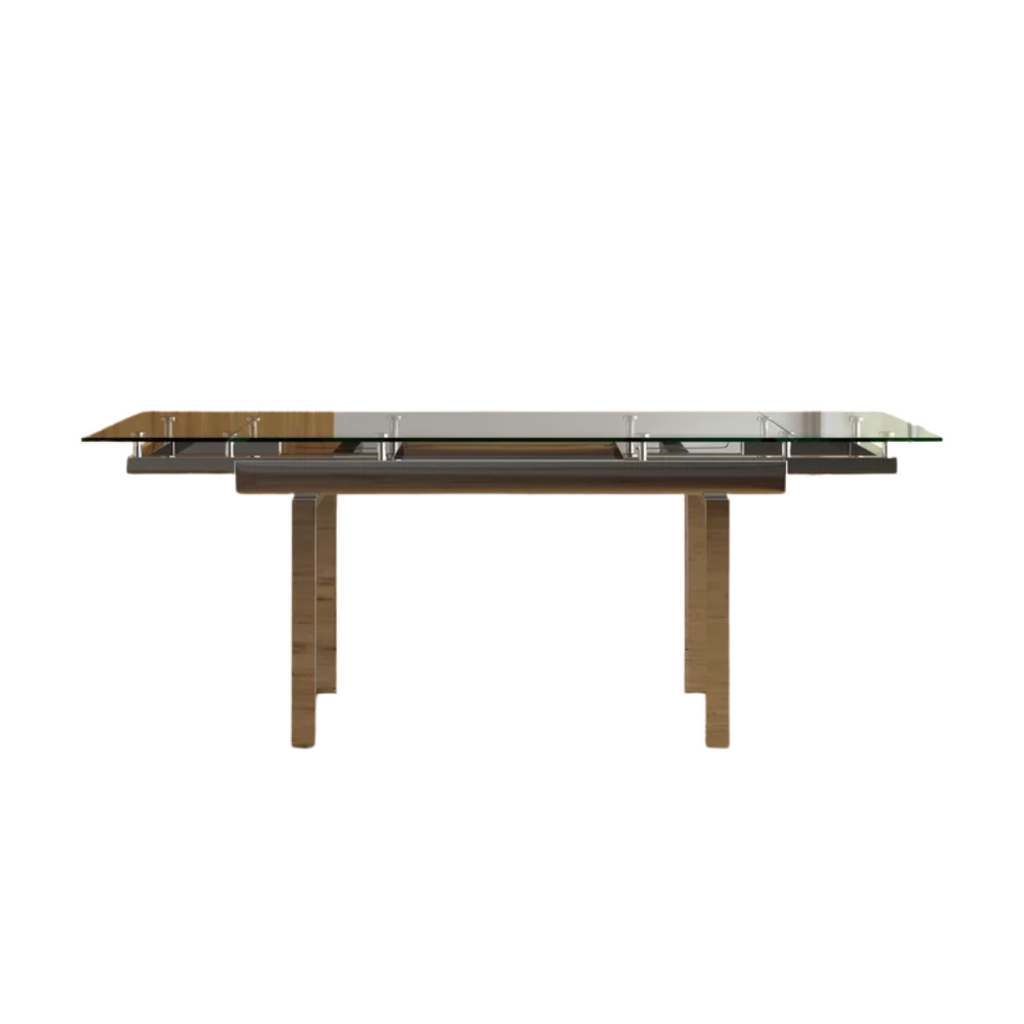 KUZAK - Extendable Glass Top Metal Base Dining Table