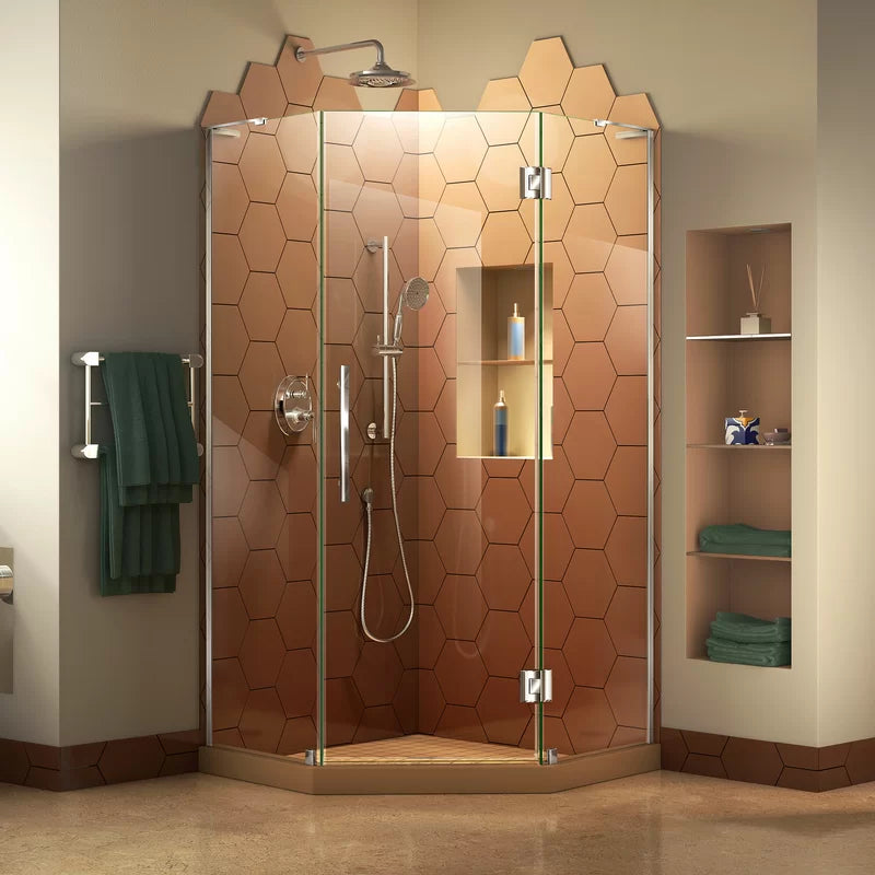 36'' D x 36'' W x 72'' H Frameless Hinged Shower Enclosure
