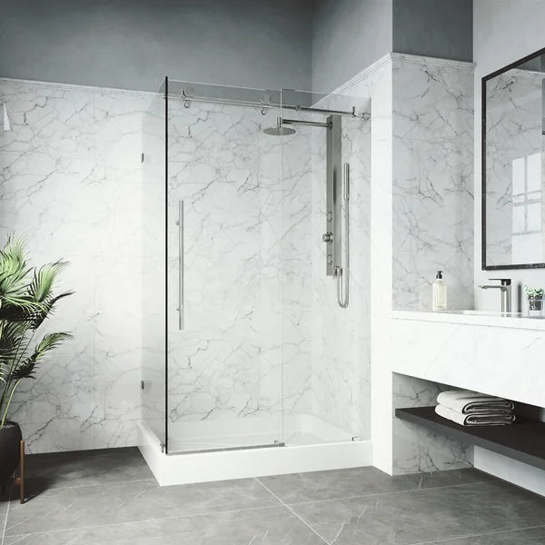 Frameless Rectangle Shower Enclosure with Base Included