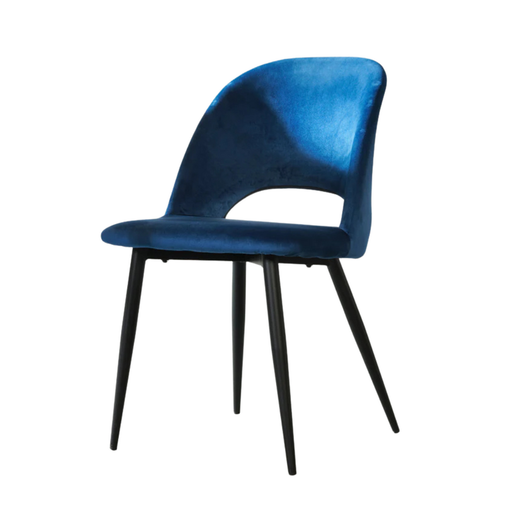 WALTER - Chaise de salle à manger - Velours bleu