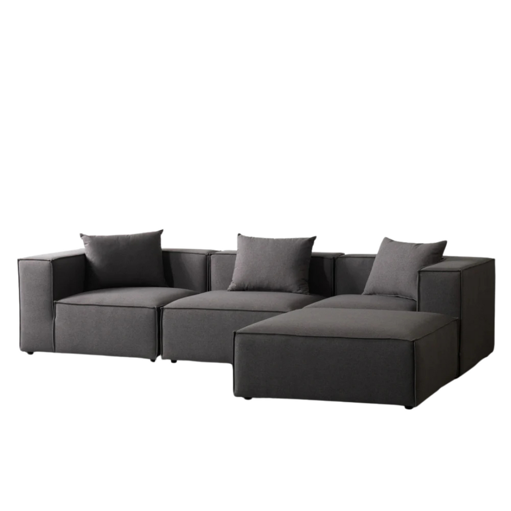 MASON - Dark Grey Fabric Modular Sectional (4 piece)