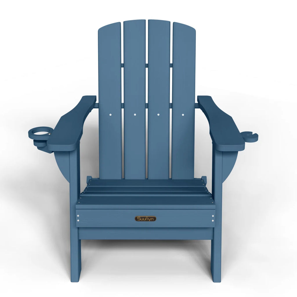 Folding Adirondack Chairs Weather-Resistant HDPE Outdoor Fire Pit Chairs With 2 Cup Holder