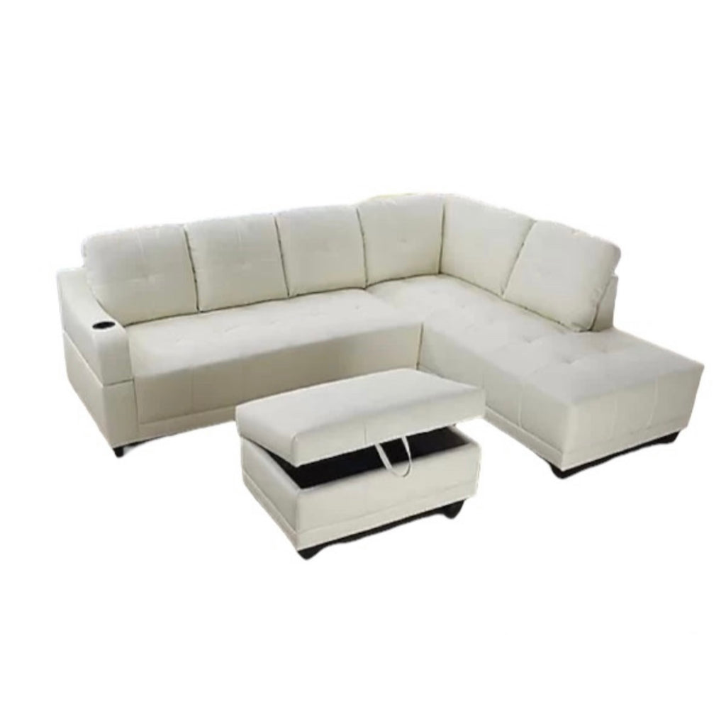 3 - Piece Vegan Leather Sectional with Ottoman