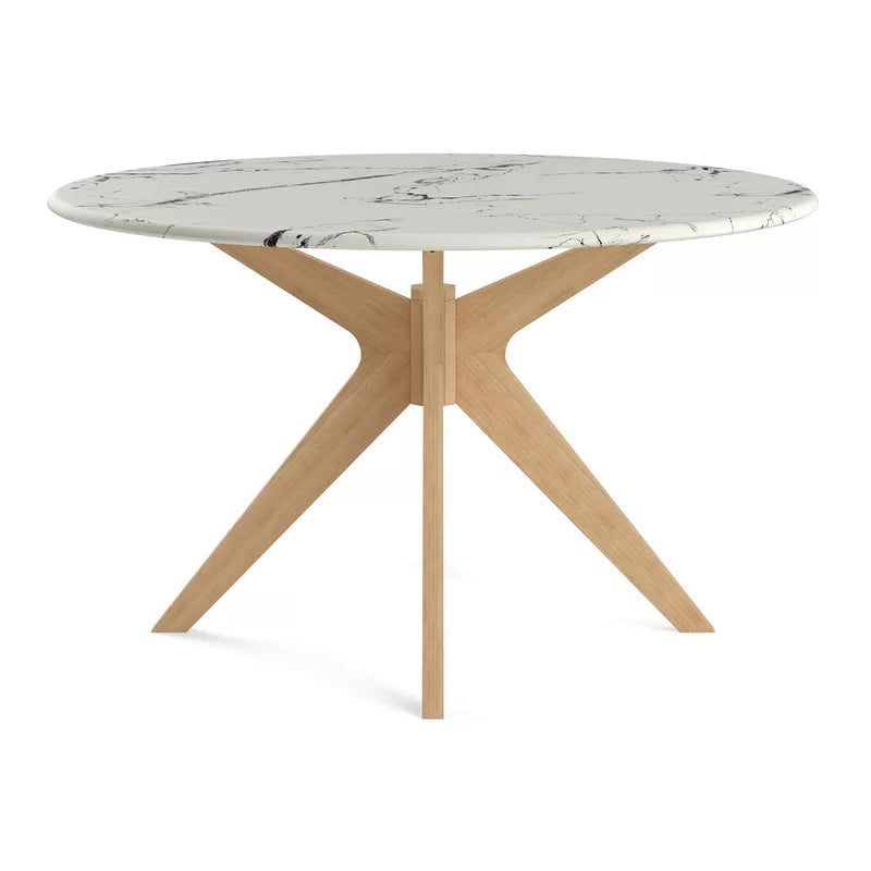 Round Solid Wood Base Dining Table