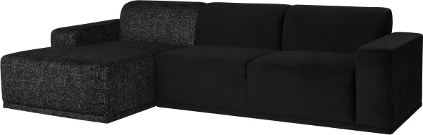 Leo - Sectional Sofa (Left - Black with Salt & Pepper Chaise)
