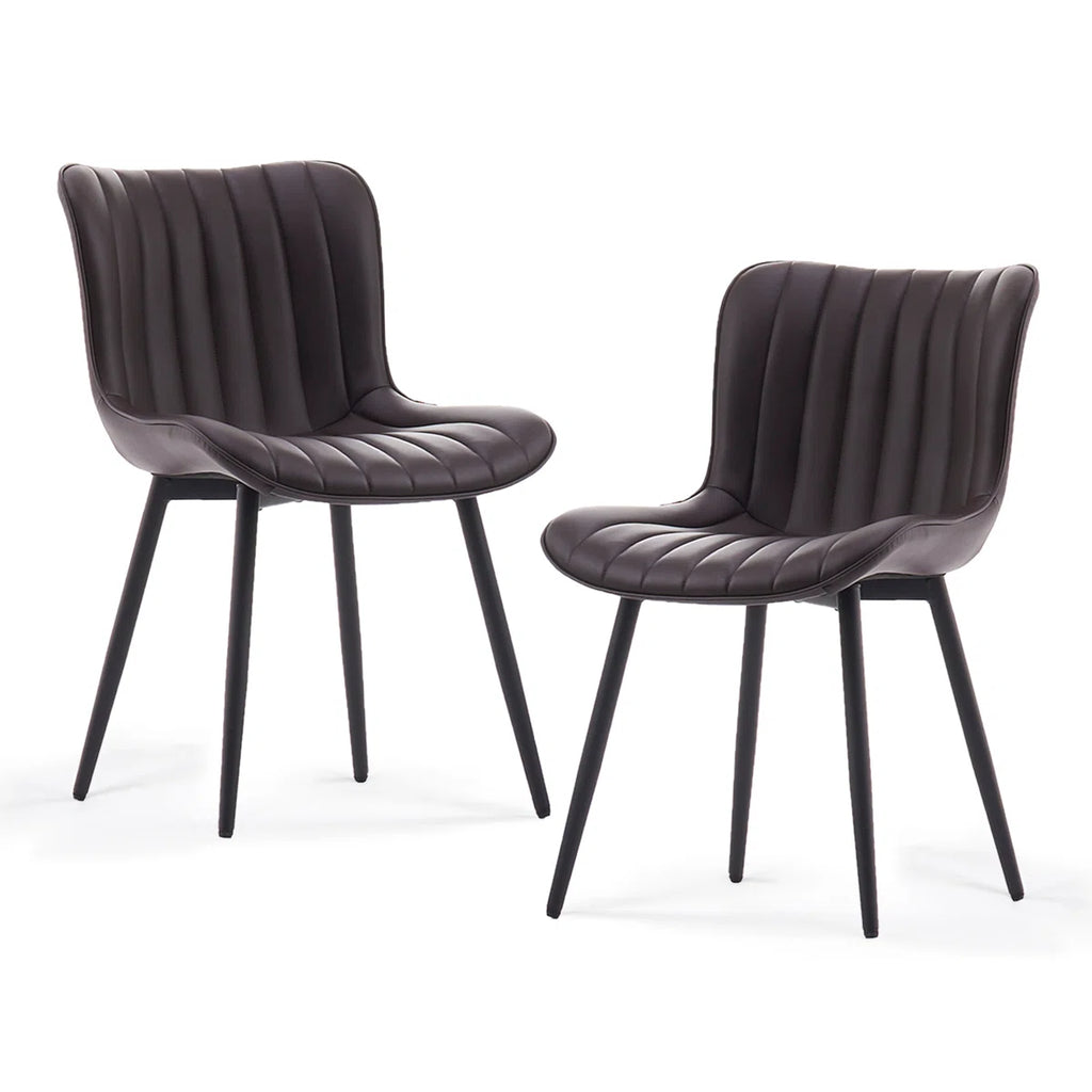Heitger Leather Upholstered Side Chairs Modern Dining Chairs, Wingback Dining Room Chair (Set of 2)