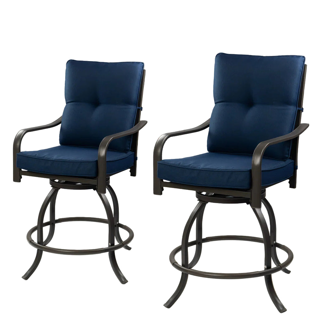 Housel Outdoor Patio High Swivel Bar Stools/Chairs, Counter Height Tall Patio Swivel Chairs (Set of 2)
