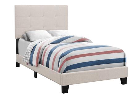 Twin Size Upholstered Beige Bed