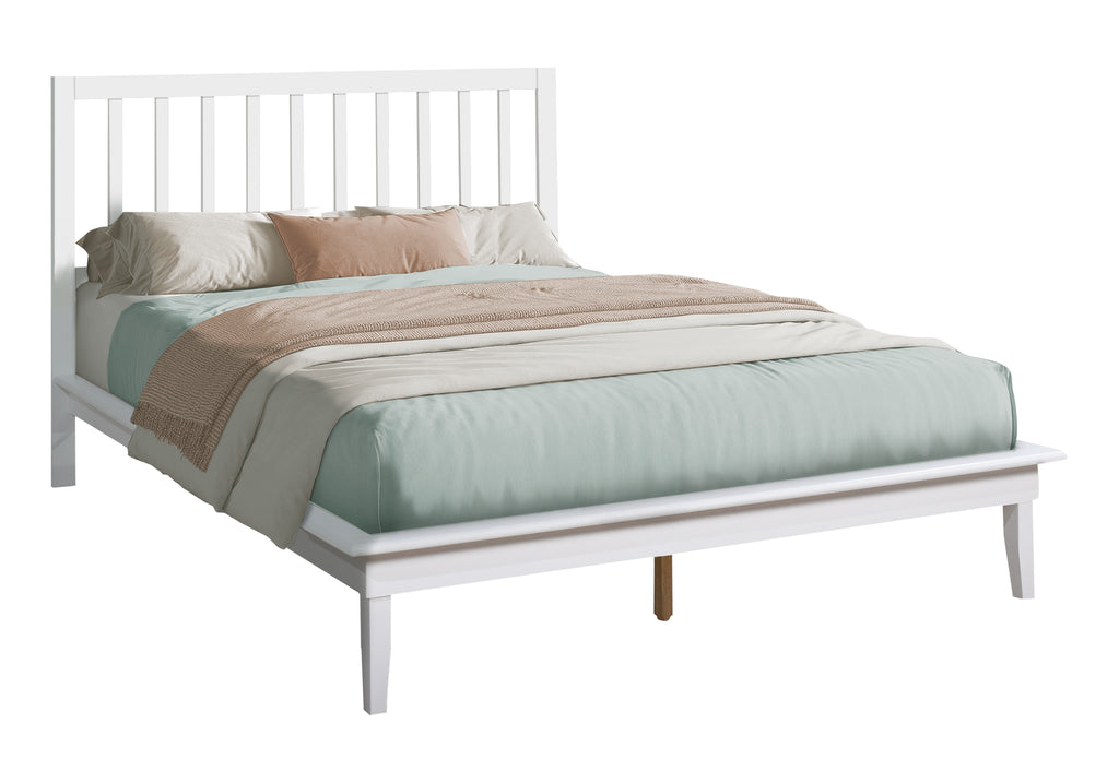 Mika – Queen Bed / White Solid Wood Platform