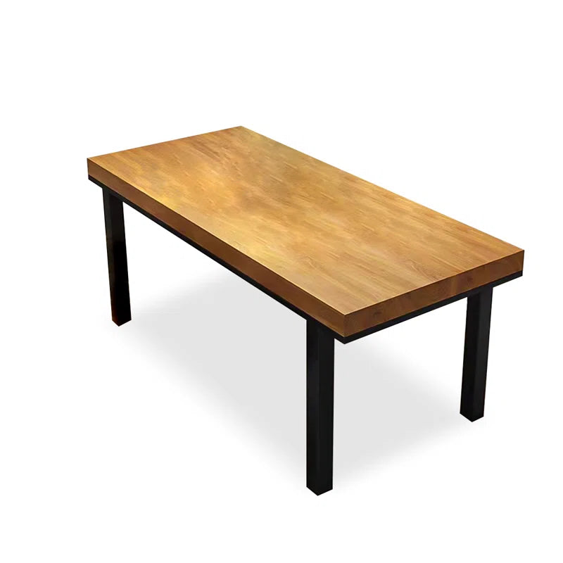 Solid Wood Top Metal Base Dining Table