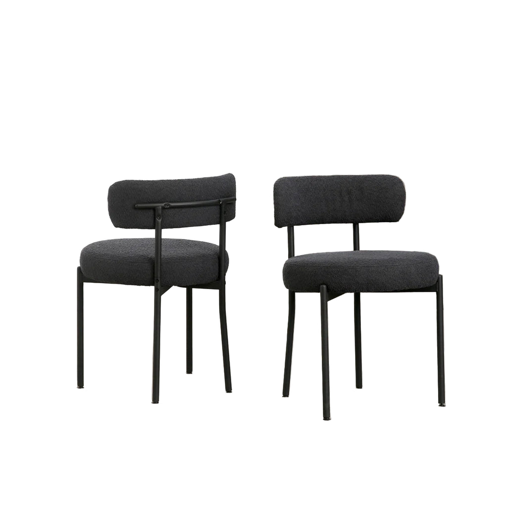 Modern Accent Chair, Upholstered Dining Chairs, Short Plush Fabric, Armless Dining Chair (Set of 2)